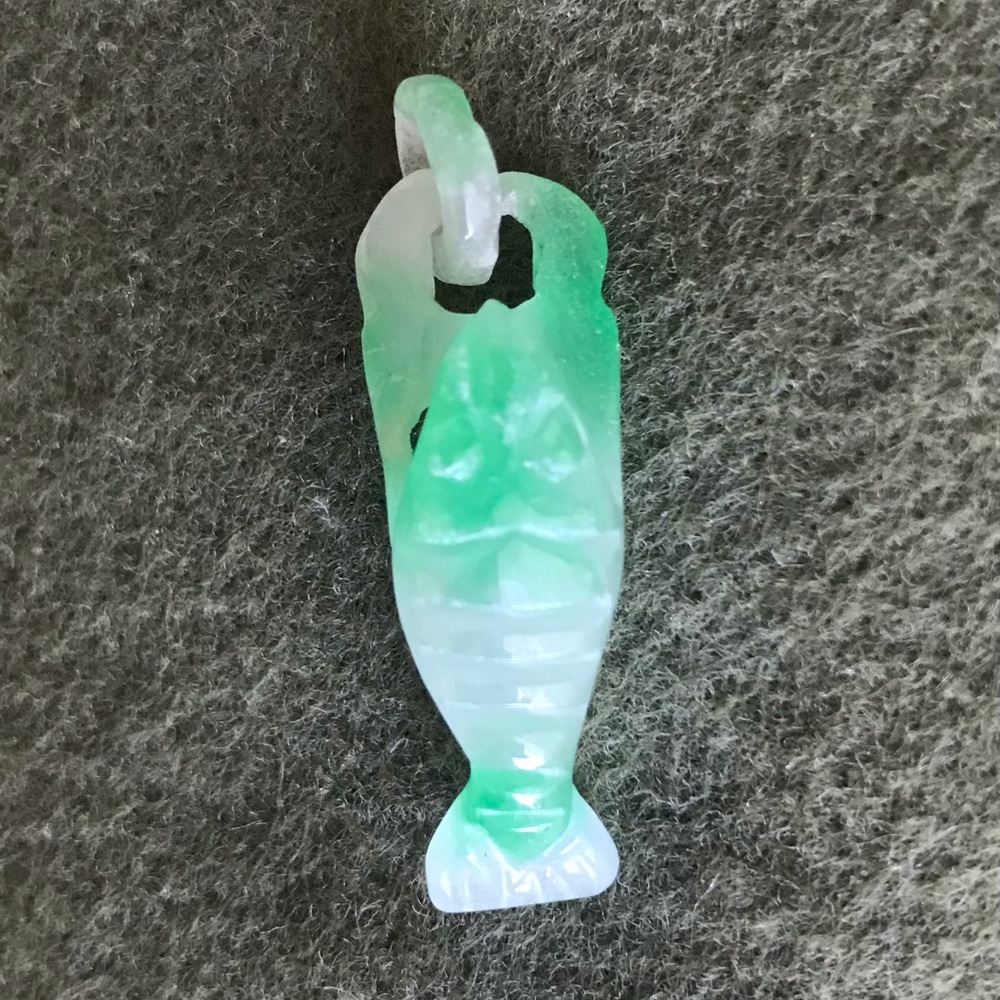 Carved Jade Lobster Pendant